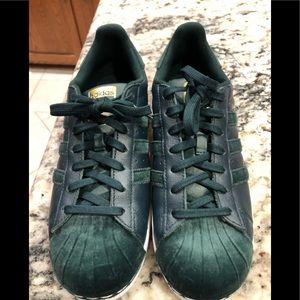 Adidas shoes “Superstars”- sz 10 green- worn once